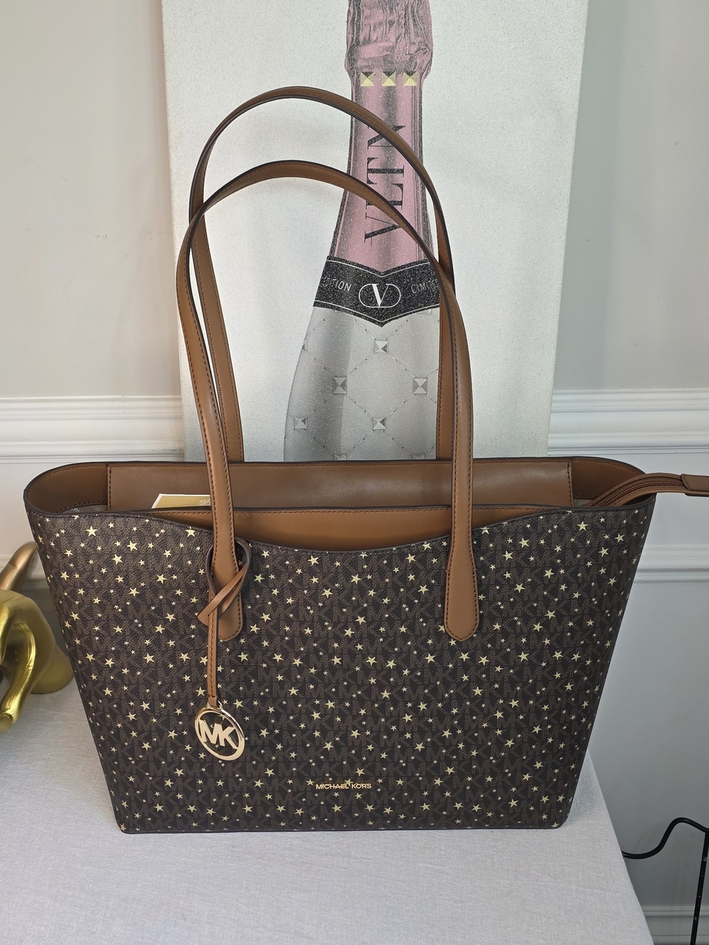 Michael Kors Arden Large Printed Signature Logo Top-Zip Tote